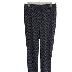 Zac & Rachel Palazzo Pants Medium Elastic Drawstring Waist Black White Geometric